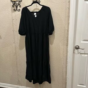 H&M, black, linen dress